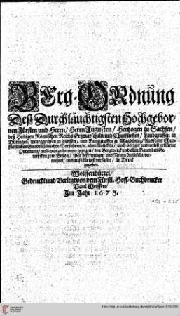 Titel Berg-Ordnung