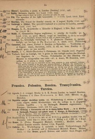 Prussica. Polonica. Rossica. Transylvanica. Turcica.