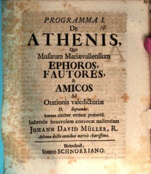Programma I. de Athenis