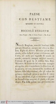 XXVII. Paese con bestiame. Quadro in tavola di Niccolò Berghem