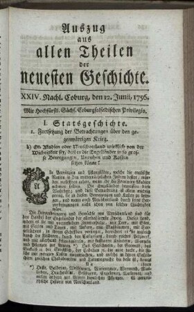 XXIV. Nachl. Coburg, den 12. Junii, 1756.
