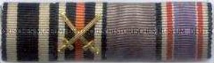 Feldschnalle: Eisernes Kreuz 2. Klasse; Ehrenkreuz für Frontkämpfer; Dienstauszeichnung; Luftschutzehrenzeichen 2. Stufe