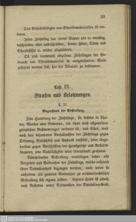 Cap. IX. Strafen und Belohnungen