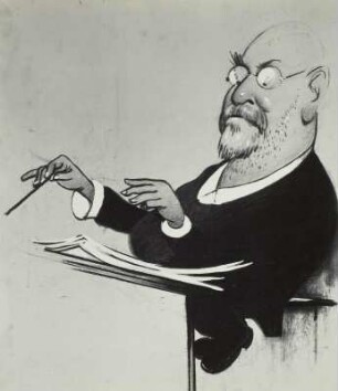 Kapellmeister von Hagen : Karikatur Adolf von Hagen (1851-1926; Dirigent). Deckfarbenzeichnung von Georg Erler. Dresden 1914