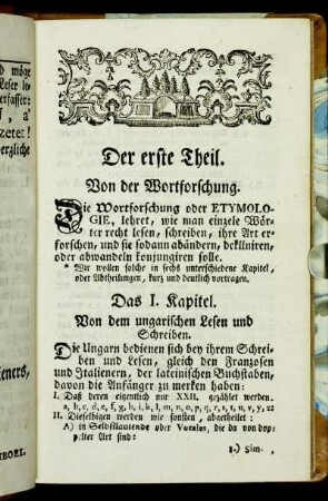 Der erste Theil. Von der Wortforschung