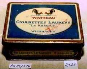 Blechdose für 50 Stück "'WATTEAU' CIGARETTES LAURENS 'LE KHEDIVE' WIESBADEN"