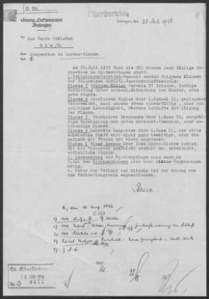 Onstmettingen: Inspektionsbericht 1955
