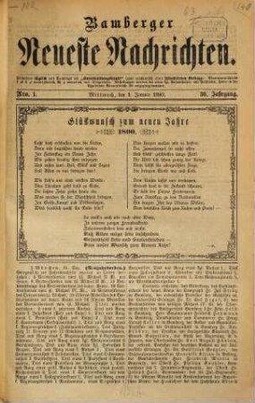 Bamberger neueste Nachrichten. 1890,1/6 = Jg. 30