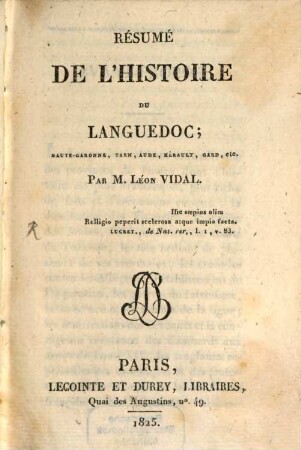 Resumé de l'histoire de Languedoc