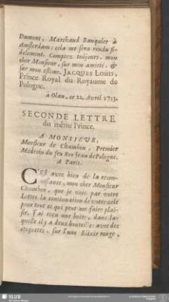 Seconde Lettre du même Prince