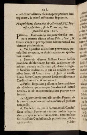 618-624, Praepositiones damnatae ab Alexand, VII. Pontifice Maximo; ...