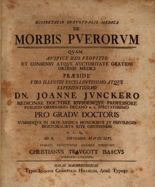 Diss. inaug. med. de morbis puerorum