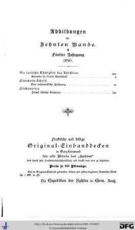 Abbildungen des Zehnten Bandes