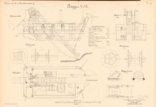 Dampfbagger V, VI: Baggereimer, Oberturas, Unterturas: Schnitte, Details 1:33,3, 1:10