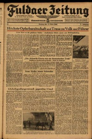 Ausgabe vom Montag, den 13. März 1944.
