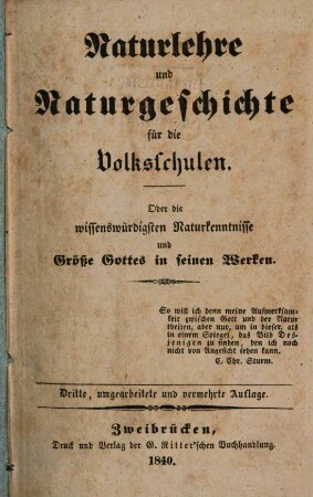 Naturlehre und Naturgeschichte : für die Volksschulen