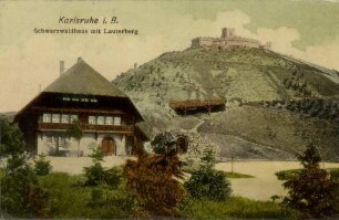 Postkartenalbum August Schweinfurth mit Karlsruher Motiven. "Karlsruhe i.B. - Schwarzwaldhaus mit Lauterberg"