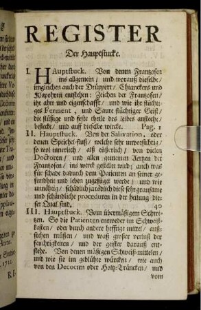 Register der Hauptstücke.