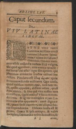 Caput Secundum. De Usu Latinae Linguae.