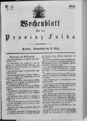 Nr. 13, Ausgabe vom 26. März 1864
