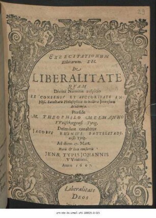 Exercitationum Ethicarum XII. De Liberalitate