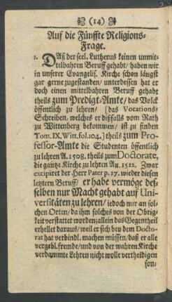 Auf die Fünffte Religions-Frage