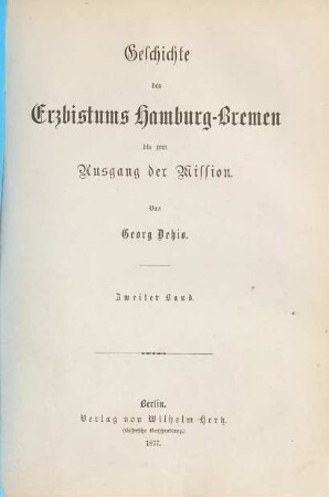 Geschichte des Erzbistums Hamburg-Bremen bis zum Ausgang der Mission, 2