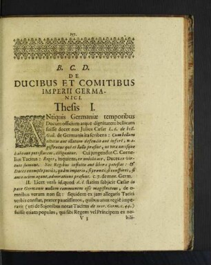 B. C. D. De Ducibus Et Comitibus Imperii Germanici.