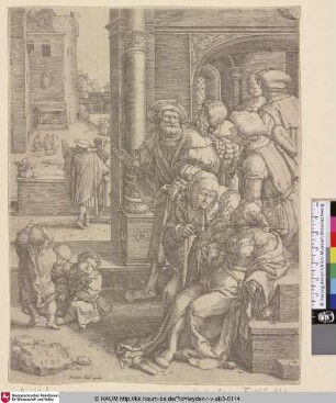 [Virgil, der Dichter, im Korb; The poet Virgil suspended in a basket]