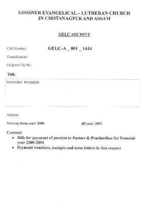 PASTORS' PENSION