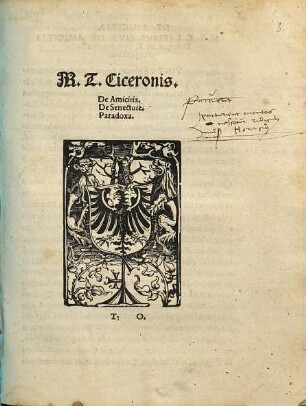 M. T. Ciceronis. De Amicitia. De Senectute. Paradoxa