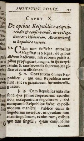 Caput X. De opibus Reipublicae acquirendis & conservandis ...