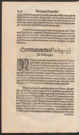 Ordination des Paedagogii Zu Tüwingen.