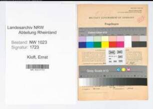 Entnazifizierung Ernst Kloft , geb. 06.04.1903 (Techn.Angest.)