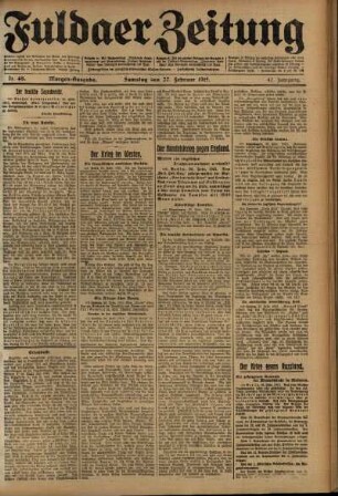 Erste Ausgabe vom Samstag, den 27. Februar 1915.