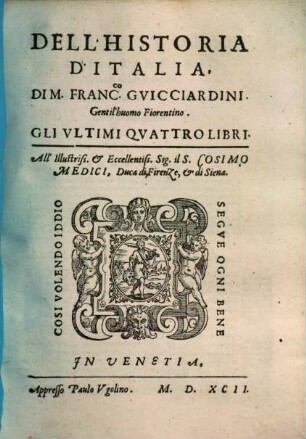 Dell'Historia D'Italia : Gli Vltimi Qvattro Libri