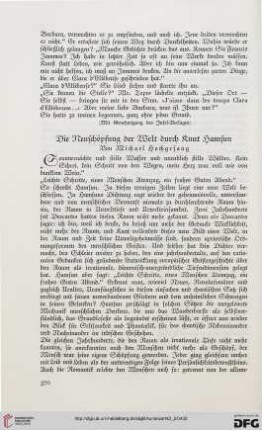 Die Neuschöpfung der Welt durch Knut Hamsun