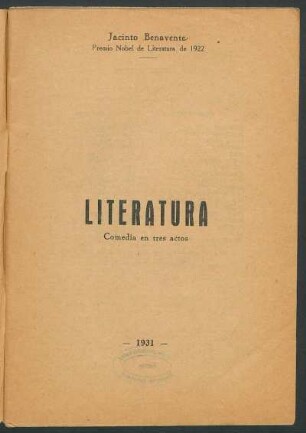 1931001500: Literatura : comedia en tres actos