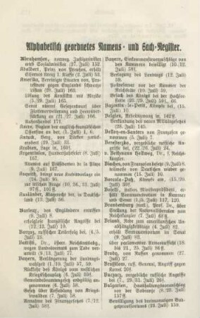 Alphabetisch geordnetes Namens- und Sach-Register