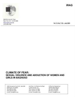 Climate of fear : sexual violence and abduction of women and girls in Baghdad
