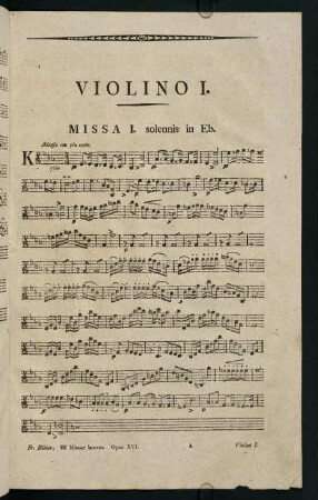 1-22, Violino I. Missa I. solennis in Eb.