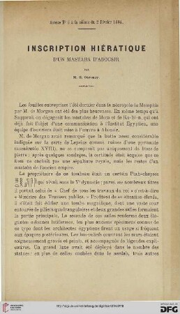 3.Ser. 5.1894: Inscription hiératique d'un mastaba d'Abousir