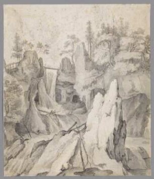 Landschaft mit Wasserfall