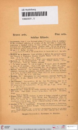 Beaux Arts. Schöne Künste. Fine Arts (Nr. 1 - 42)