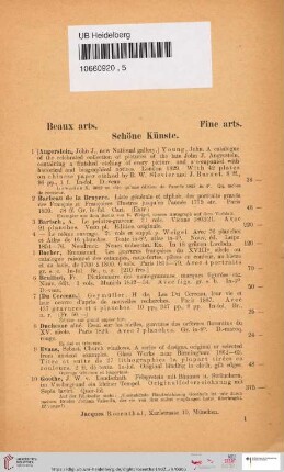 Beaux Arts. Schöne Künste. Fine Arts (Nr. 1 - 42)