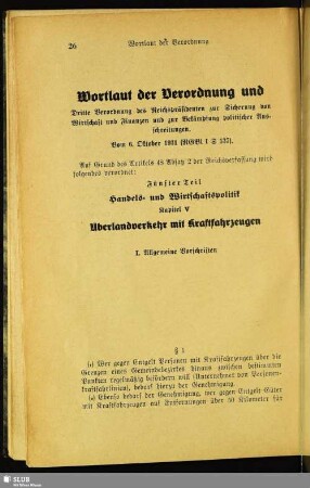 Wortlaut der Verordnung und der Durchführungsbestimmungen