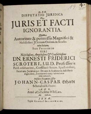 Disputatio Iuridica De Iuris Et Facti Ignorantia
