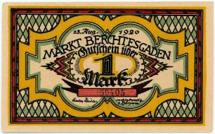 Geldschein / Notgeld, Mark, 13.8.1920