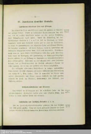 IV. Fabrikation chemischer Produkte
