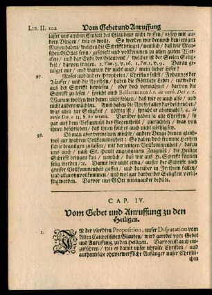 Cap. IV. Vom Gebet und Anruffung zu den Heiligen.
